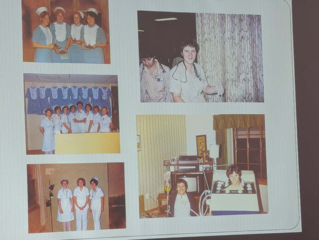 A collage of historical photos featuring nurses in vintage uniforms, celebrating achievements and mentorship in nursing.