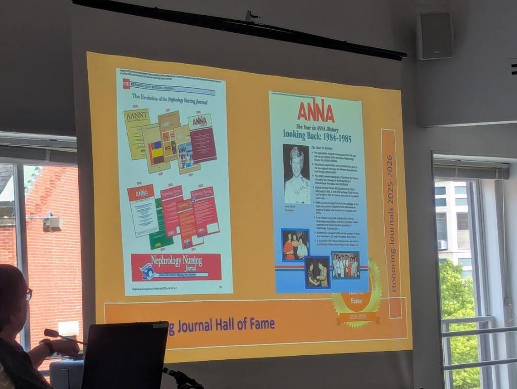 Presentation slide featuring the Nursing Journal Hall of Fame with various journal covers and historical information about nursing journals.